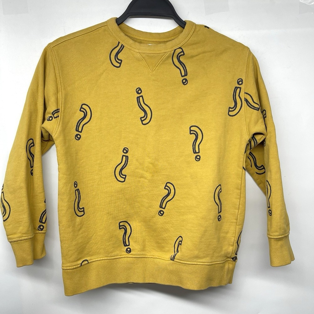 Zara Kids Size 9 Unisex Crewneck Pullover Sweatshirt With Question Mark Pattern